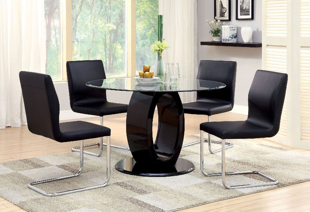 LODIA I Black 5 Pc. Round Dining Table Set - Premium Dining Room Set from FOA East - Just $1450.80! Shop now at Furniture Wholesale Plus  We are the best furniture store in Nashville, Hendersonville, Goodlettsville, Madison, Antioch, Mount Juliet, Lebanon, Gallatin, Springfield, Murfreesboro, Franklin, Brentwood