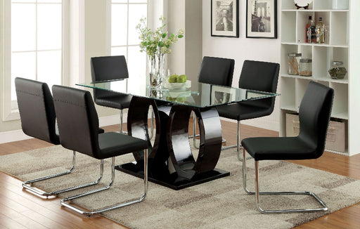 LODIA I Black 7 Pc. Dining Table Set - Premium Dining Room Set from FOA East - Just $1992.90! Shop now at Furniture Wholesale Plus  We are the best furniture store in Nashville, Hendersonville, Goodlettsville, Madison, Antioch, Mount Juliet, Lebanon, Gallatin, Springfield, Murfreesboro, Franklin, Brentwood