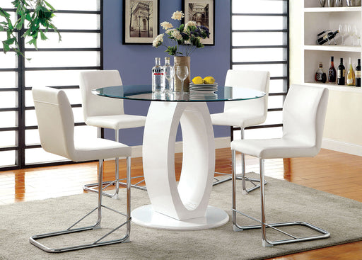 LODIA II White 5 Pc. Round Counter Ht. Dining Table Set - Premium Dining Room Set from FOA East - Just $1386.45! Shop now at Furniture Wholesale Plus  We are the best furniture store in Nashville, Hendersonville, Goodlettsville, Madison, Antioch, Mount Juliet, Lebanon, Gallatin, Springfield, Murfreesboro, Franklin, Brentwood