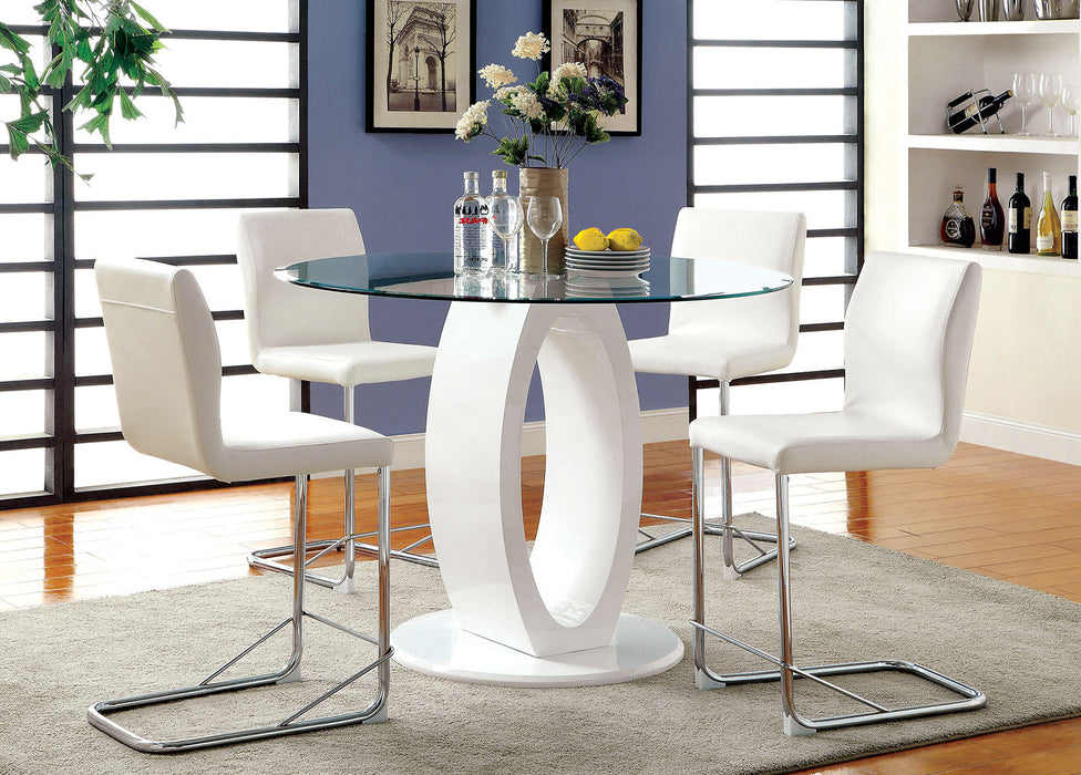 LODIA II White Round Counter Ht. Table - Premium Dining Table from FOA East - Just $674.70! Shop now at Furniture Wholesale Plus  We are the best furniture store in Nashville, Hendersonville, Goodlettsville, Madison, Antioch, Mount Juliet, Lebanon, Gallatin, Springfield, Murfreesboro, Franklin, Brentwood