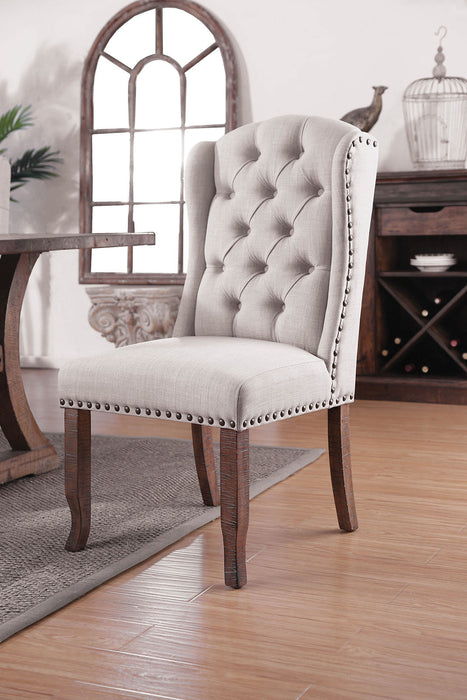 Gianna Rustic Pine/Ivory Wingback Chair (2/CTN) - Premium Dining Chair from FOA East - Just $466.05! Shop now at Furniture Wholesale Plus  We are the best furniture store in Nashville, Hendersonville, Goodlettsville, Madison, Antioch, Mount Juliet, Lebanon, Gallatin, Springfield, Murfreesboro, Franklin, Brentwood