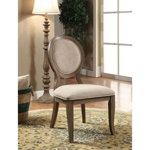 Kathryn Rustic Dark Oak/Beige Side Chair (2/CTN) - Premium Dining Chair from FOA East - Just $469.95! Shop now at Furniture Wholesale Plus  We are the best furniture store in Nashville, Hendersonville, Goodlettsville, Madison, Antioch, Mount Juliet, Lebanon, Gallatin, Springfield, Murfreesboro, Franklin, Brentwood