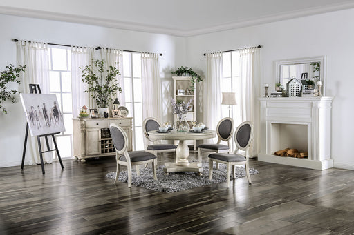 Kathryn Antique White 5 Pc. Round Dining Table Set - Premium Dining Room Set from FOA East - Just $1663.35! Shop now at Furniture Wholesale Plus  We are the best furniture store in Nashville, Hendersonville, Goodlettsville, Madison, Antioch, Mount Juliet, Lebanon, Gallatin, Springfield, Murfreesboro, Franklin, Brentwood
