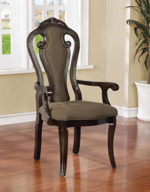 Rosalina Walnut/Beige Arm Chair (2/CTN) - Premium Dining Chair from FOA East - Just $466.05! Shop now at Furniture Wholesale Plus  We are the best furniture store in Nashville, Hendersonville, Goodlettsville, Madison, Antioch, Mount Juliet, Lebanon, Gallatin, Springfield, Murfreesboro, Franklin, Brentwood