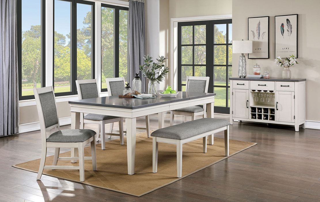LAKESHORE 6 Pc. Dining Table Set w/ Bench - Premium Dining Room Set from FOA East - Just $1152.45! Shop now at Furniture Wholesale Plus  We are the best furniture store in Nashville, Hendersonville, Goodlettsville, Madison, Antioch, Mount Juliet, Lebanon, Gallatin, Springfield, Murfreesboro, Franklin, Brentwood