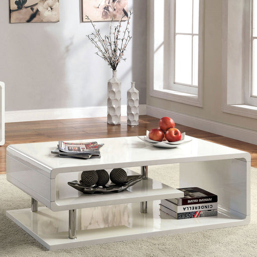 Ninove I White/Chrome Coffee Table - Premium Coffee Table from FOA East - Just $466.05! Shop now at Furniture Wholesale Plus  We are the best furniture store in Nashville, Hendersonville, Goodlettsville, Madison, Antioch, Mount Juliet, Lebanon, Gallatin, Springfield, Murfreesboro, Franklin, Brentwood