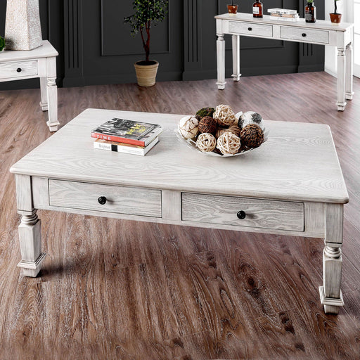 Joliet Antique White Coffee Table - Premium Coffee Table from FOA East - Just $395.85! Shop now at Furniture Wholesale Plus  We are the best furniture store in Nashville, Hendersonville, Goodlettsville, Madison, Antioch, Mount Juliet, Lebanon, Gallatin, Springfield, Murfreesboro, Franklin, Brentwood