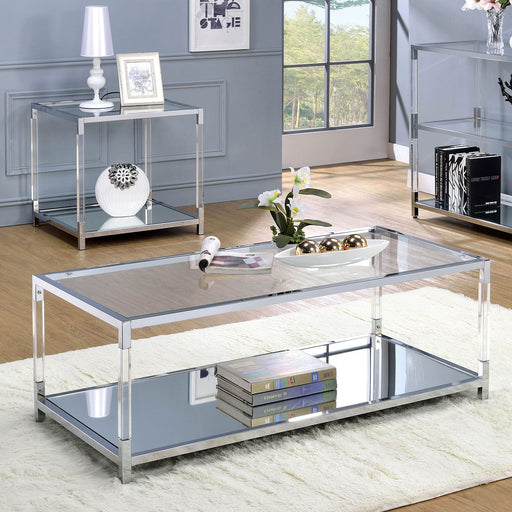 Ludvig Chrome/Clear Coffee Table - Premium Coffee Table from FOA East - Just $374.40! Shop now at Furniture Wholesale Plus  We are the best furniture store in Nashville, Hendersonville, Goodlettsville, Madison, Antioch, Mount Juliet, Lebanon, Gallatin, Springfield, Murfreesboro, Franklin, Brentwood