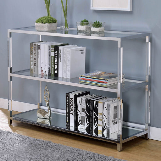 Ludvig Chrome/Clear Sofa Table - Premium Sofa Table from FOA East - Just $540.15! Shop now at Furniture Wholesale Plus  We are the best furniture store in Nashville, Hendersonville, Goodlettsville, Madison, Antioch, Mount Juliet, Lebanon, Gallatin, Springfield, Murfreesboro, Franklin, Brentwood