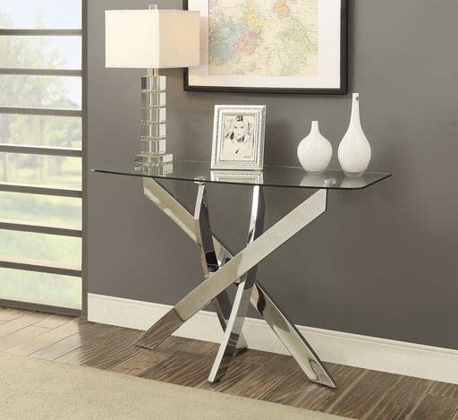 LAILA Chrome Sofa Table - Premium Sofa Table from FOA East - Just $374.40! Shop now at Furniture Wholesale Plus  We are the best furniture store in Nashville, Hendersonville, Goodlettsville, Madison, Antioch, Mount Juliet, Lebanon, Gallatin, Springfield, Murfreesboro, Franklin, Brentwood
