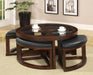 Crystal Cove II Dark Walnut Round Coffee Table w/ 4 Stools - Premium Coffee Table from FOA East - Just $702! Shop now at Furniture Wholesale Plus  We are the best furniture store in Nashville, Hendersonville, Goodlettsville, Madison, Antioch, Mount Juliet, Lebanon, Gallatin, Springfield, Murfreesboro, Franklin, Brentwood