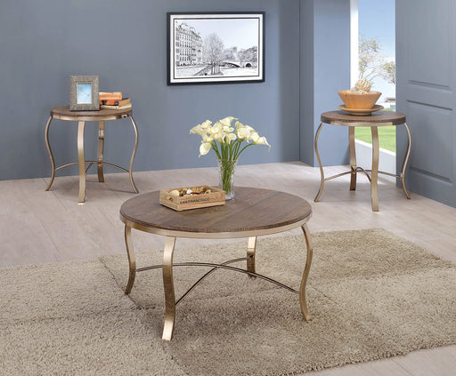 Wicklow Rustic Oak/Champagne 3 Pc. Coffee Table Set - Premium Table Set from FOA East - Just $325.65! Shop now at Furniture Wholesale Plus  We are the best furniture store in Nashville, Hendersonville, Goodlettsville, Madison, Antioch, Mount Juliet, Lebanon, Gallatin, Springfield, Murfreesboro, Franklin, Brentwood