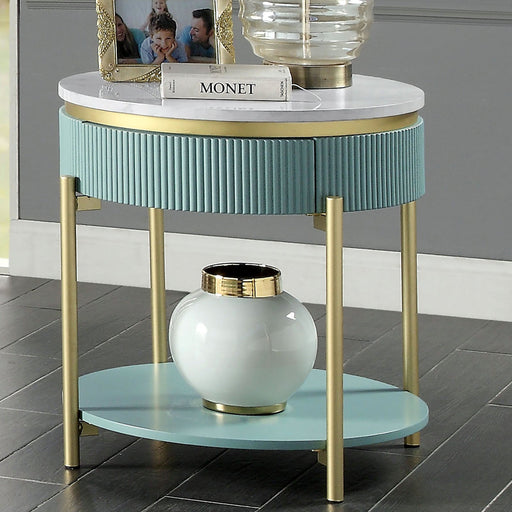 KOBLENZ End Table, Light Teal - Premium End Table from FOA East - Just $374.40! Shop now at Furniture Wholesale Plus  We are the best furniture store in Nashville, Hendersonville, Goodlettsville, Madison, Antioch, Mount Juliet, Lebanon, Gallatin, Springfield, Murfreesboro, Franklin, Brentwood