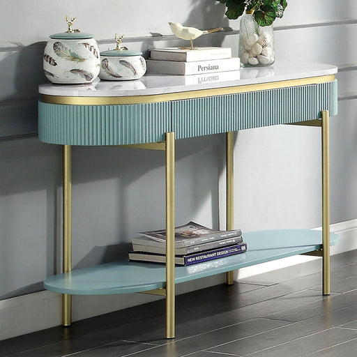 KOBLENZ Sofa Table, Light Teal - Premium Sofa from FOA East - Just $514.80! Shop now at Furniture Wholesale Plus  We are the best furniture store in Nashville, Hendersonville, Goodlettsville, Madison, Antioch, Mount Juliet, Lebanon, Gallatin, Springfield, Murfreesboro, Franklin, Brentwood