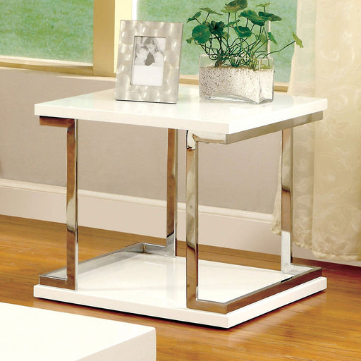 MEDA White/Chrome End Table, White - Premium End Table from FOA East - Just $304.20! Shop now at Furniture Wholesale Plus  We are the best furniture store in Nashville, Hendersonville, Goodlettsville, Madison, Antioch, Mount Juliet, Lebanon, Gallatin, Springfield, Murfreesboro, Franklin, Brentwood