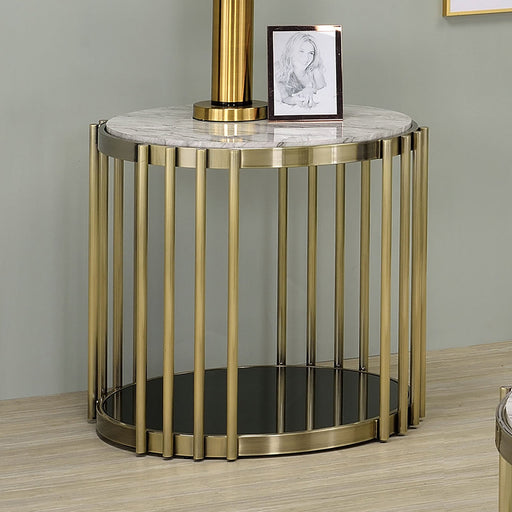 OFELIA End Table, Antique Brass/Black - Premium End Table from FOA East - Just $491.40! Shop now at Furniture Wholesale Plus  We are the best furniture store in Nashville, Hendersonville, Goodlettsville, Madison, Antioch, Mount Juliet, Lebanon, Gallatin, Springfield, Murfreesboro, Franklin, Brentwood