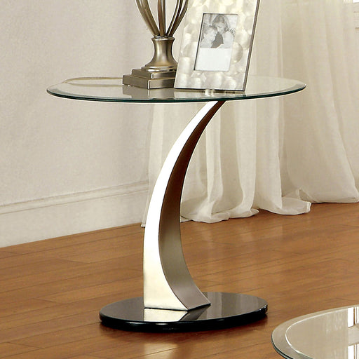 VALO Satin Plated/Black End Table - Premium End Table from FOA East - Just $234! Shop now at Furniture Wholesale Plus  We are the best furniture store in Nashville, Hendersonville, Goodlettsville, Madison, Antioch, Mount Juliet, Lebanon, Gallatin, Springfield, Murfreesboro, Franklin, Brentwood