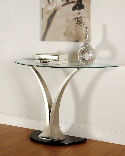 VALO Satin Plated/Black Sofa Table - Premium Sofa Table from FOA East - Just $444.60! Shop now at Furniture Wholesale Plus  We are the best furniture store in Nashville, Hendersonville, Goodlettsville, Madison, Antioch, Mount Juliet, Lebanon, Gallatin, Springfield, Murfreesboro, Franklin, Brentwood