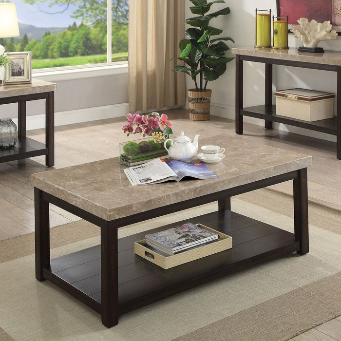 Calgary Dark Walnut/Ivory Coffee Table - Premium Coffee Table from FOA East - Just $325.65! Shop now at Furniture Wholesale Plus  We are the best furniture store in Nashville, Hendersonville, Goodlettsville, Madison, Antioch, Mount Juliet, Lebanon, Gallatin, Springfield, Murfreesboro, Franklin, Brentwood