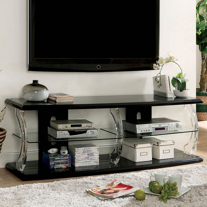 Ernst Black/Clear 72" TV Stand - Premium TV Stand from FOA East - Just $795.60! Shop now at Furniture Wholesale Plus  We are the best furniture store in Nashville, Hendersonville, Goodlettsville, Madison, Antioch, Mount Juliet, Lebanon, Gallatin, Springfield, Murfreesboro, Franklin, Brentwood