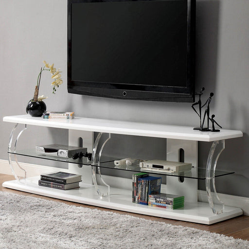 Ernst White/Clear 72" TV Stand - Premium TV Stand from FOA East - Just $795.60! Shop now at Furniture Wholesale Plus  We are the best furniture store in Nashville, Hendersonville, Goodlettsville, Madison, Antioch, Mount Juliet, Lebanon, Gallatin, Springfield, Murfreesboro, Franklin, Brentwood
