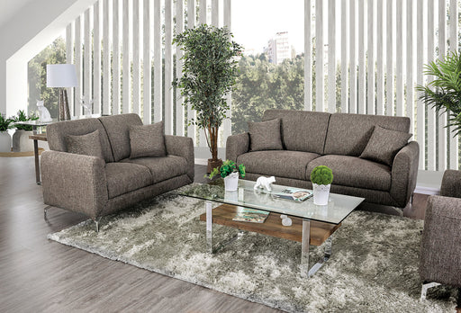 Lauritz Brown Sofa + Love Seat - Premium Living Room Set from FOA East - Just $1125.15! Shop now at Furniture Wholesale Plus  We are the best furniture store in Nashville, Hendersonville, Goodlettsville, Madison, Antioch, Mount Juliet, Lebanon, Gallatin, Springfield, Murfreesboro, Franklin, Brentwood