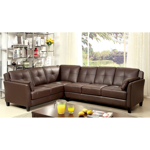 PEEVER Brown Sectional, Brown (K/D) - Premium Sectional from FOA East - Just $1170! Shop now at Furniture Wholesale Plus  We are the best furniture store in Nashville, Hendersonville, Goodlettsville, Madison, Antioch, Mount Juliet, Lebanon, Gallatin, Springfield, Murfreesboro, Franklin, Brentwood