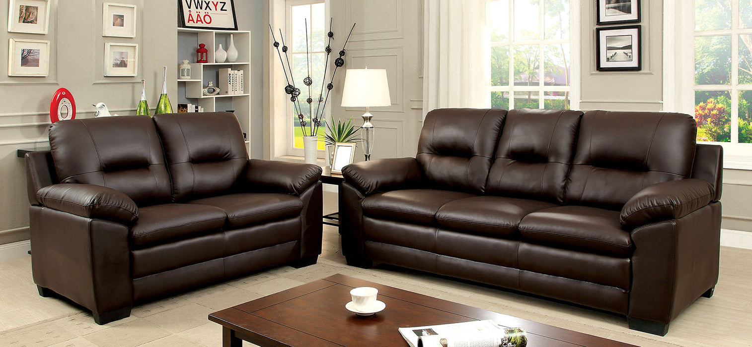 PARMA Brown Sofa + Love Seat - Premium Living Room Set from FOA East - Just $1405.95! Shop now at Furniture Wholesale Plus  We are the best furniture store in Nashville, Hendersonville, Goodlettsville, Madison, Antioch, Mount Juliet, Lebanon, Gallatin, Springfield, Murfreesboro, Franklin, Brentwood
