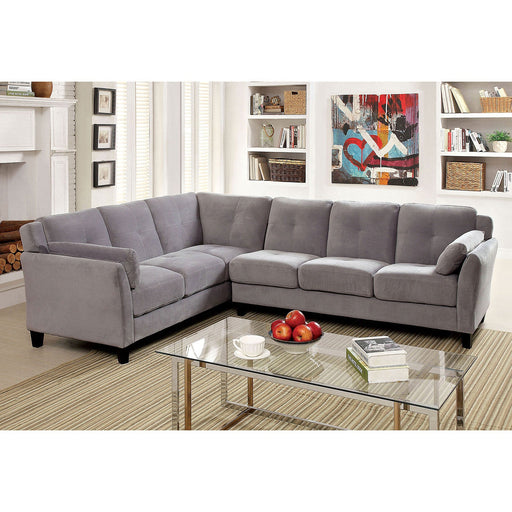 PEEVER II Warm Gray Sectional, Warm Gray (K/D) - Premium Sectional from FOA East - Just $1171.95! Shop now at Furniture Wholesale Plus  We are the best furniture store in Nashville, Hendersonville, Goodlettsville, Madison, Antioch, Mount Juliet, Lebanon, Gallatin, Springfield, Murfreesboro, Franklin, Brentwood