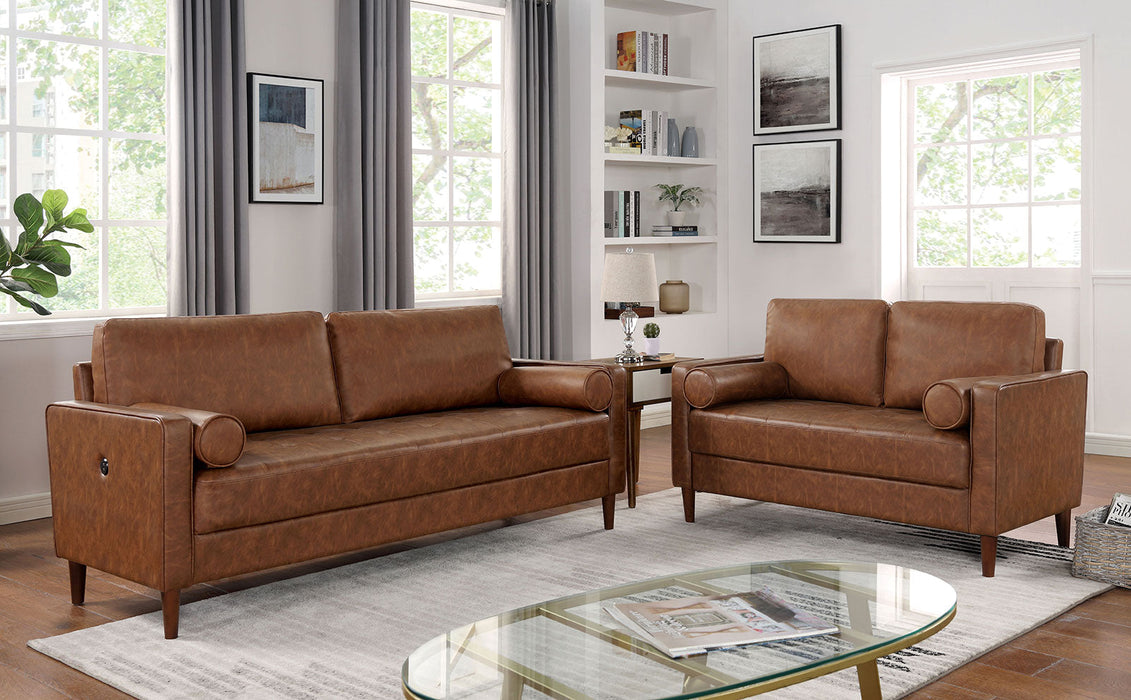 HORGEN Sofa + Loveseat, Cognac - Premium Living Room Set from FOA East - Just $1051.05! Shop now at Furniture Wholesale Plus  We are the best furniture store in Nashville, Hendersonville, Goodlettsville, Madison, Antioch, Mount Juliet, Lebanon, Gallatin, Springfield, Murfreesboro, Franklin, Brentwood