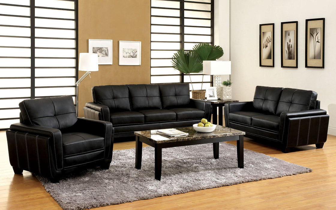 Blacksburg Black Sofa + Love Seat - Premium Living Room Set from FOA East - Just $1006.20! Shop now at Furniture Wholesale Plus  We are the best furniture store in Nashville, Hendersonville, Goodlettsville, Madison, Antioch, Mount Juliet, Lebanon, Gallatin, Springfield, Murfreesboro, Franklin, Brentwood
