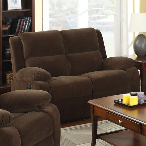 Haven Dark Brown Love Seat w/ 2 Recliners - Premium Loveseat from FOA East - Just $772.20! Shop now at Furniture Wholesale Plus  We are the best furniture store in Nashville, Hendersonville, Goodlettsville, Madison, Antioch, Mount Juliet, Lebanon, Gallatin, Springfield, Murfreesboro, Franklin, Brentwood