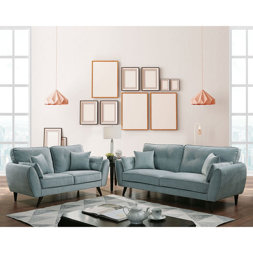 Phillipa Light Teal Sofa + Love Seat - Premium Living Room Set from FOA East - Just $1380.60! Shop now at Furniture Wholesale Plus  We are the best furniture store in Nashville, Hendersonville, Goodlettsville, Madison, Antioch, Mount Juliet, Lebanon, Gallatin, Springfield, Murfreesboro, Franklin, Brentwood