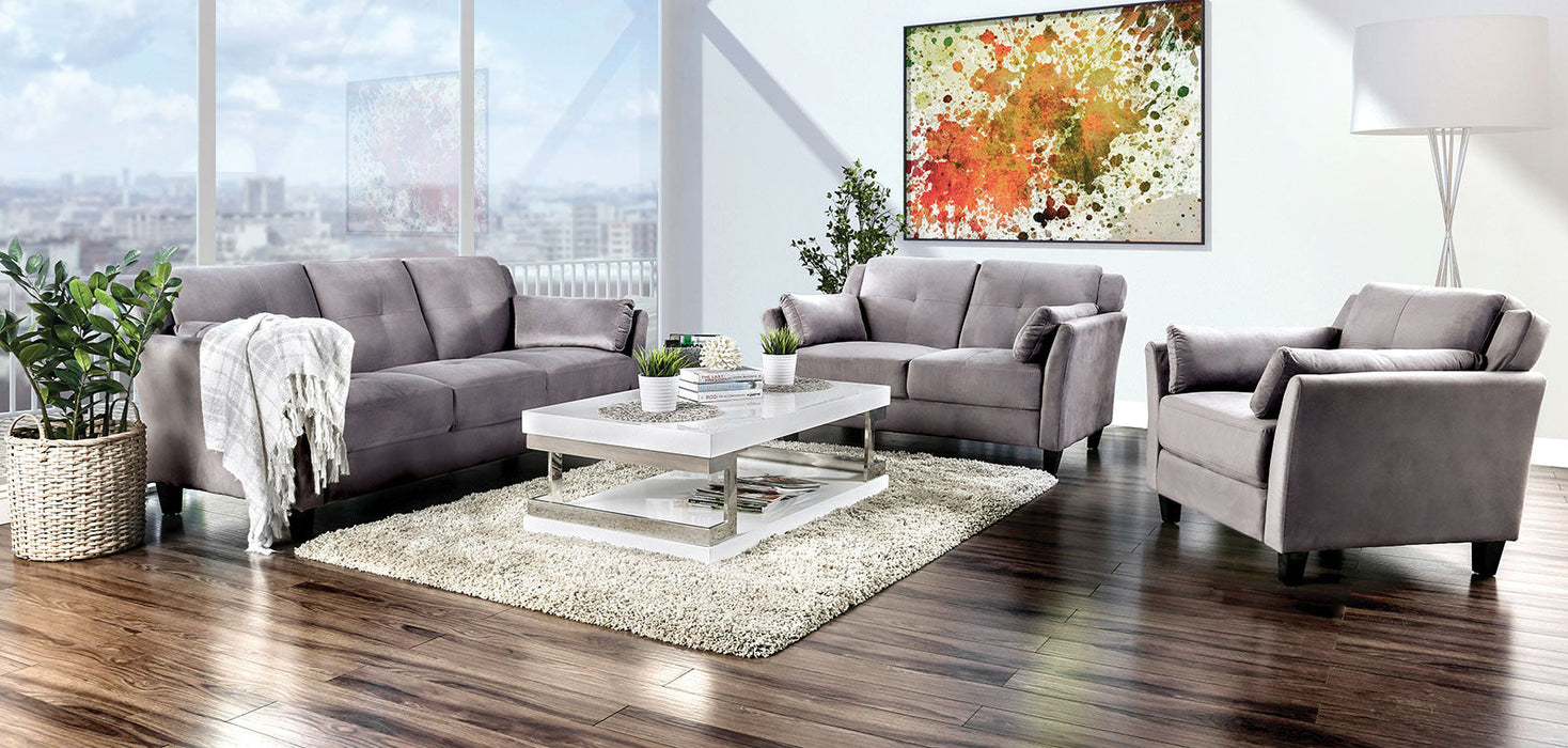 YSABEL Sofa + Love Seat + Chair, Warm Gray - Premium Living Room Set from FOA East - Just $1310.40! Shop now at Furniture Wholesale Plus  We are the best furniture store in Nashville, Hendersonville, Goodlettsville, Madison, Antioch, Mount Juliet, Lebanon, Gallatin, Springfield, Murfreesboro, Franklin, Brentwood