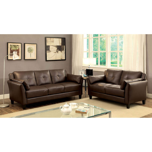 YSABEL Brown Sofa + Love Seat, Brown - Premium Living Room Set from FOA East - Just $936! Shop now at Furniture Wholesale Plus  We are the best furniture store in Nashville, Hendersonville, Goodlettsville, Madison, Antioch, Mount Juliet, Lebanon, Gallatin, Springfield, Murfreesboro, Franklin, Brentwood