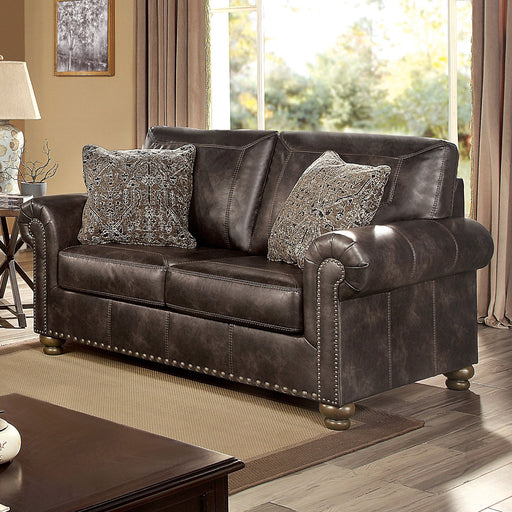 BEMUS Loveseat w/ Pillows, Dark Brown - Premium Loveseat from FOA East - Just $1125.15! Shop now at Furniture Wholesale Plus  We are the best furniture store in Nashville, Hendersonville, Goodlettsville, Madison, Antioch, Mount Juliet, Lebanon, Gallatin, Springfield, Murfreesboro, Franklin, Brentwood