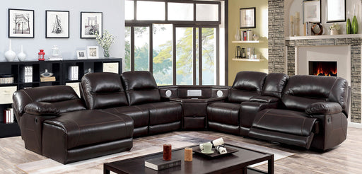 Glasgow Brown Sectional w/ Speaker Wedge - Premium Sectional from FOA East - Just $4192.50! Shop now at Furniture Wholesale Plus  We are the best furniture store in Nashville, Hendersonville, Goodlettsville, Madison, Antioch, Mount Juliet, Lebanon, Gallatin, Springfield, Murfreesboro, Franklin, Brentwood