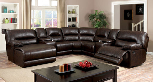 Glasgow Brown Sectional w/ 2 Consoles - Premium Sectional from FOA East - Just $3486.60! Shop now at Furniture Wholesale Plus  We are the best furniture store in Nashville, Hendersonville, Goodlettsville, Madison, Antioch, Mount Juliet, Lebanon, Gallatin, Springfield, Murfreesboro, Franklin, Brentwood