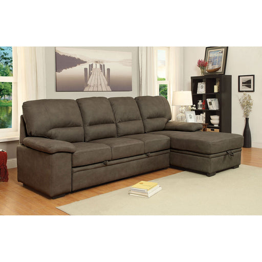 ALCESTER Brown Sectional w/ Sleeper, Ash Brown - Premium Sectional from FOA East - Just $1639.95! Shop now at Furniture Wholesale Plus  We are the best furniture store in Nashville, Hendersonville, Goodlettsville, Madison, Antioch, Mount Juliet, Lebanon, Gallatin, Springfield, Murfreesboro, Franklin, Brentwood
