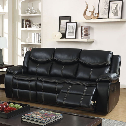 GATRIA Black Sofa w/ 2 Recliners - Premium Sofa from FOA East - Just $1171.95! Shop now at Furniture Wholesale Plus  We are the best furniture store in Nashville, Hendersonville, Goodlettsville, Madison, Antioch, Mount Juliet, Lebanon, Gallatin, Springfield, Murfreesboro, Franklin, Brentwood