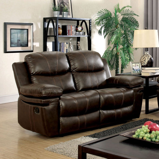 Listowel Brown Love Seat - Premium Loveseat from FOA East - Just $795.60! Shop now at Furniture Wholesale Plus  We are the best furniture store in Nashville, Hendersonville, Goodlettsville, Madison, Antioch, Mount Juliet, Lebanon, Gallatin, Springfield, Murfreesboro, Franklin, Brentwood
