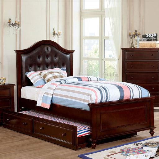 OLIVIA Twin Bed, Dark Walnut - Premium Bed from FOA East - Just $491.40! Shop now at Furniture Wholesale Plus  We are the best furniture store in Nashville, Hendersonville, Goodlettsville, Madison, Antioch, Mount Juliet, Lebanon, Gallatin, Springfield, Murfreesboro, Franklin, Brentwood