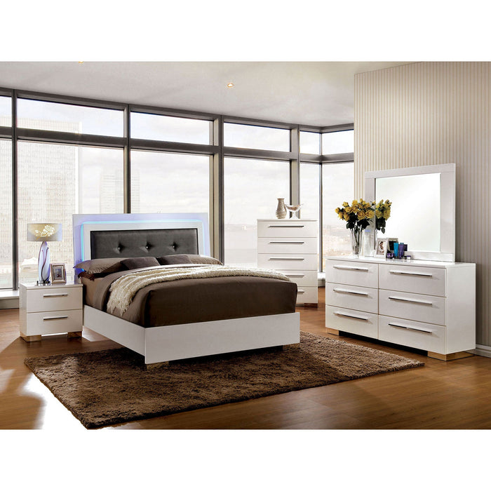 CLEMENTINE Glossy White 5 Pc. Queen Bedroom Set w/ 2NS - Premium Bedroom Set from FOA East - Just $2137.20! Shop now at Furniture Wholesale Plus  We are the best furniture store in Nashville, Hendersonville, Goodlettsville, Madison, Antioch, Mount Juliet, Lebanon, Gallatin, Springfield, Murfreesboro, Franklin, Brentwood