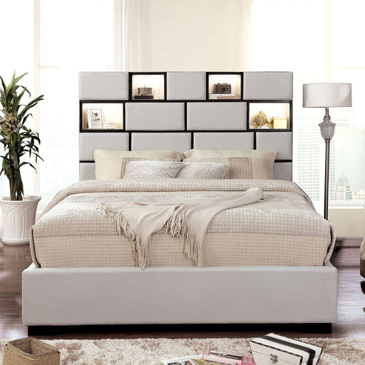 Gemma Beige/Black Queen Bed - Premium Bed from FOA East - Just $772.20! Shop now at Furniture Wholesale Plus  We are the best furniture store in Nashville, Hendersonville, Goodlettsville, Madison, Antioch, Mount Juliet, Lebanon, Gallatin, Springfield, Murfreesboro, Franklin, Brentwood