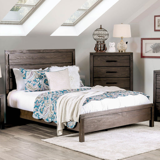 Rexburg Wire-Brushed Rustic Brown E.King Bed - Premium Bed from FOA East - Just $585! Shop now at Furniture Wholesale Plus  We are the best furniture store in Nashville, Hendersonville, Goodlettsville, Madison, Antioch, Mount Juliet, Lebanon, Gallatin, Springfield, Murfreesboro, Franklin, Brentwood