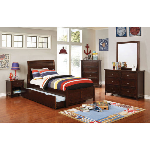Brogan Brown Cherry 4 Pc. Twin Bedroom Set - Premium Bedroom Set from FOA East - Just $1099.80! Shop now at Furniture Wholesale Plus  We are the best furniture store in Nashville, Hendersonville, Goodlettsville, Madison, Antioch, Mount Juliet, Lebanon, Gallatin, Springfield, Murfreesboro, Franklin, Brentwood