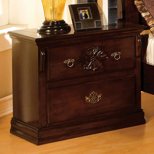 Tuscan II Glossy Dark Pine Night Stand - Premium Nightstand from FOA East - Just $208.65! Shop now at Furniture Wholesale Plus  We are the best furniture store in Nashville, Hendersonville, Goodlettsville, Madison, Antioch, Mount Juliet, Lebanon, Gallatin, Springfield, Murfreesboro, Franklin, Brentwood