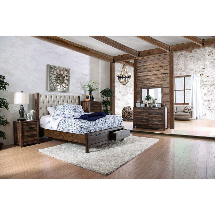 Hutchinson Rustic Natural Tone/Beige 5 Pc. Queen Bedroom Set w/ Chest - Premium Bedroom Set from FOA East - Just $3658.20! Shop now at Furniture Wholesale Plus  We are the best furniture store in Nashville, Hendersonville, Goodlettsville, Madison, Antioch, Mount Juliet, Lebanon, Gallatin, Springfield, Murfreesboro, Franklin, Brentwood