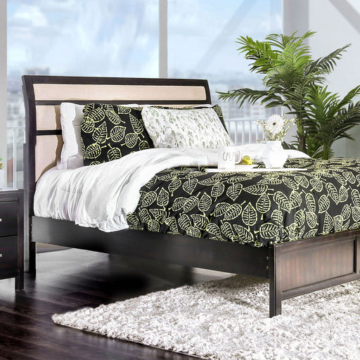 Berenice Espresso/Beige Cal.King Bed - Premium Bed from FOA East - Just $631.80! Shop now at Furniture Wholesale Plus  We are the best furniture store in Nashville, Hendersonville, Goodlettsville, Madison, Antioch, Mount Juliet, Lebanon, Gallatin, Springfield, Murfreesboro, Franklin, Brentwood