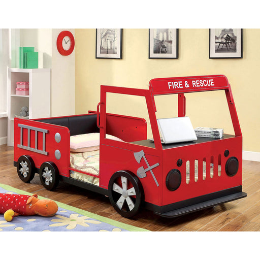 Rescuer Red/Black Twin Bed - Premium Bed from FOA East - Just $1146.60! Shop now at Furniture Wholesale Plus  We are the best furniture store in Nashville, Hendersonville, Goodlettsville, Madison, Antioch, Mount Juliet, Lebanon, Gallatin, Springfield, Murfreesboro, Franklin, Brentwood